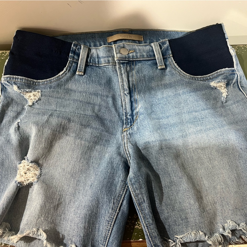 Joe's Jeans Light Blue Distressed matenrity Bermuda Jean Shorts